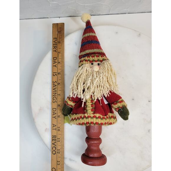 Four Star Primitive Santa Holding Star Plush 9" Wood Pedestal Handmade 2006 - Picture 11 of 16